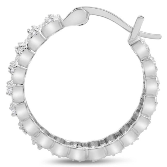 1/2 Carat Double Row Diamond Hoop Earrings, 3/4” - Picture 3 of 7